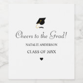 Minimal Black & White Graduation Custom Name Wijn Etiket (Enkel label)