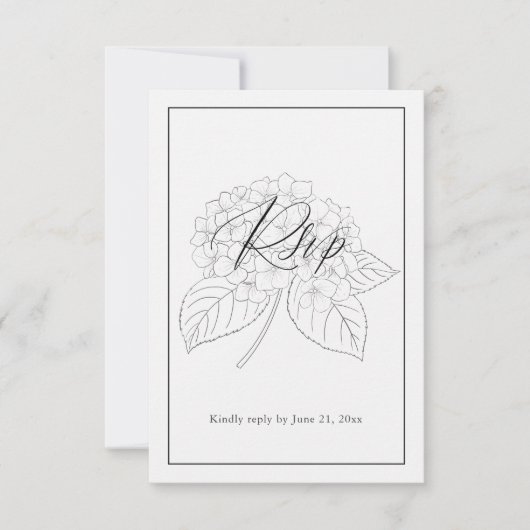 Minimal Black & White Hydrangea Wedding RSVP (Devant)