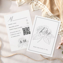Minimal Black & White Hydrangea Wedding RSVP