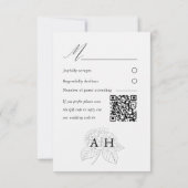 Minimal Black & White Hydrangea Wedding RSVP Kaartje (Achterkant)