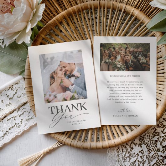 Minimal Black & White Thank You Wedding Bedankkaart