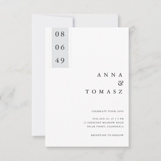 Minimal Black & White Wedding Invitation (Devant)