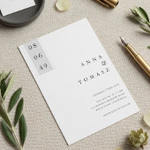Minimal Black & White Wedding Invitation Kaart