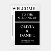 Minimal Black & White Wedding Welcome Acryl Bord (Voorkant)