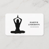 Minimal Black Yoga Instructor Professional Logo Visitekaartje (Voorkant)