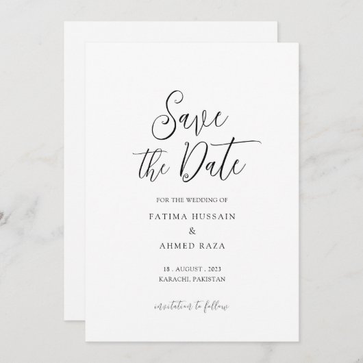 Minimal Blanc Style Musulman Enregistrer La Carte  (Devant / Derrière)