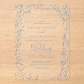 Minimal Blauw Blauw Groen Elegante Boho bruiloft Acryl Uitnodigingen (Voorkant)