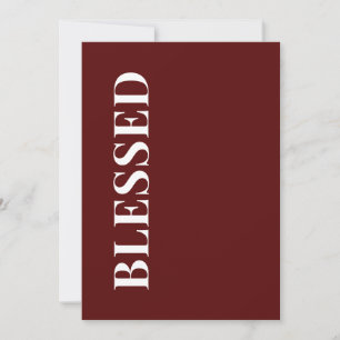 Minimal BLESSED Carte de vœux Deep Red Holiday