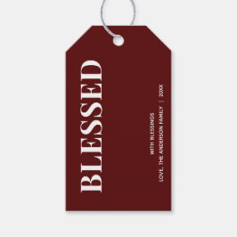 Minimal BLESSED | Deep Red Holiday Cadeaulabel