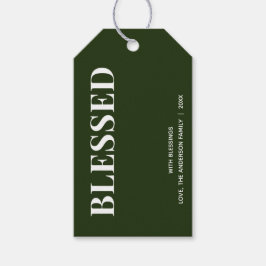 Minimal BLESSED | Forest Green Holiday Cadeaulabel