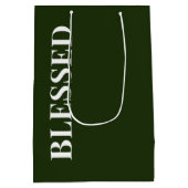 Minimal BLESSED | Forest Green Holiday Medium Cadeauzakje (Achterkant)