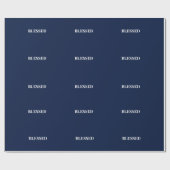 Minimal BLESSED | Navy Blue Holiday Cadeaupapier (Vlak)