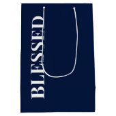 Minimal BLESSED | Navy Blue Holiday Medium Cadeauzakje (Achterkant)
