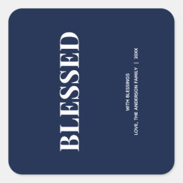 Minimal BLESSED | Navy Blue Holiday Vierkante Sticker