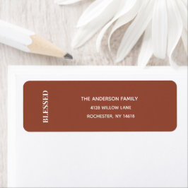 Minimal BLESSED | Terracotta Holiday Address Label