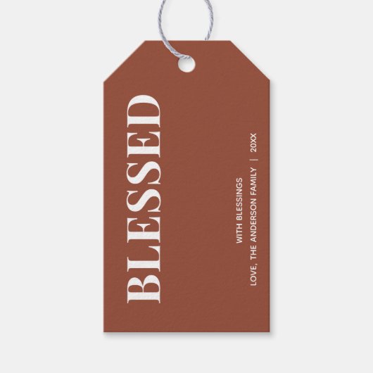 Minimal BLESSED | Terracotta Holiday Cadeaulabel (Voorkant)