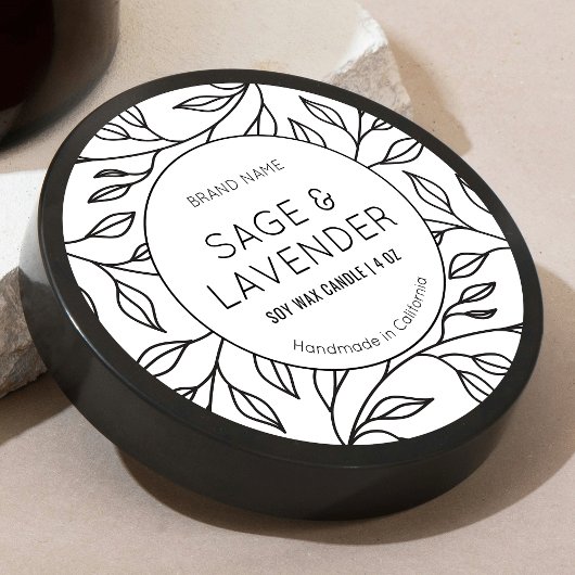 Minimal  Bloemen Kaars Potje deksel Ronde Label