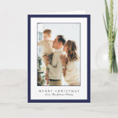 Minimal Blue Border Photo Elegant Christmas Feestdagen Kaart (Voorkant)