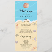 Minimal Blue Ocean Summer Wedding Programma (Voorkant)