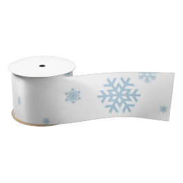 Minimal Blue Snowflakes Holiday Satin Ribbon Lint