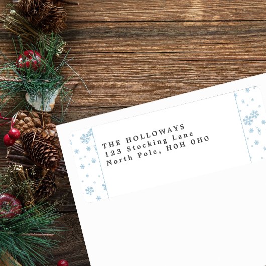 Minimal Blue Snowflakes Retouradres Labels