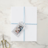 Minimal Blue Snowflakes Vakantie Foto Gift Labels Cadeaulabel (Met Touw)