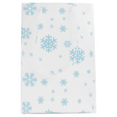 Minimal Blue Snowflakes Vakantie Medium Cadeauzakje (Voorkant)