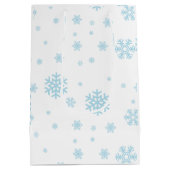 Minimal Blue Snowflakes Vakantie Medium Cadeauzakje (Achterkant)