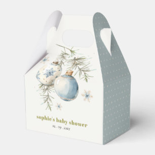 Minimal Blue Winter Christmas Boy Baby shower Bedankdoosjes
