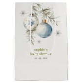 Minimal Blue Winter Christmas Boy Baby shower Medium Cadeauzakje (Achterkant)