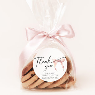 Minimal Blush Pink Bow Coquette Bedankt Sticker