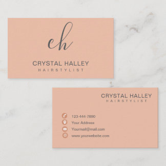 Minimal Blush Script Logo Hairstylist Visitekaartje