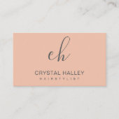 Minimal Blush Script Logo Hairstylist Visitekaartje (Voorkant)