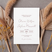 Minimal Blush Script Wedding Invitation | Elegant Kaart