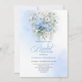 Minimal Boho Blue Floral Bridal Shower Invitation (Devant)