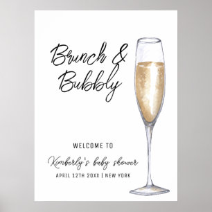 Minimal Boho Champagne Brunch Baby shower Welkom Poster