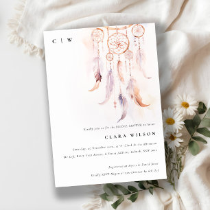 Minimal Boho Feather Dreamcatcher Vrijgezellenfees Kaart
