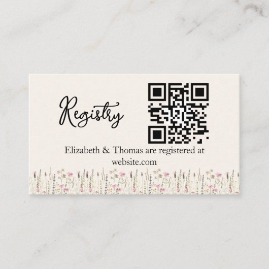 "Minimal Boho Floral Bridal Registry Informatiekaartje (Voorkant)