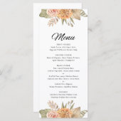 Minimal Boho Floral Bruiloft Menu Kaart (Voorkant / Achterkant)