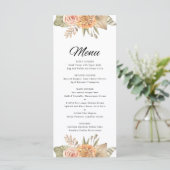 Minimal Boho Floral Bruiloft Menu Kaart (Staand voorkant)