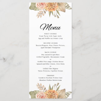 Minimal Boho Floral Bruiloft Menu Kaart