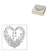 Minimal Boho Floral Heart-Shape Wedding Bouquet Rubberstempel (Gestempeld)