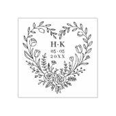 Minimal Boho Floral Heart-Shape Wedding Bouquet Rubberstempel (Afrduk)