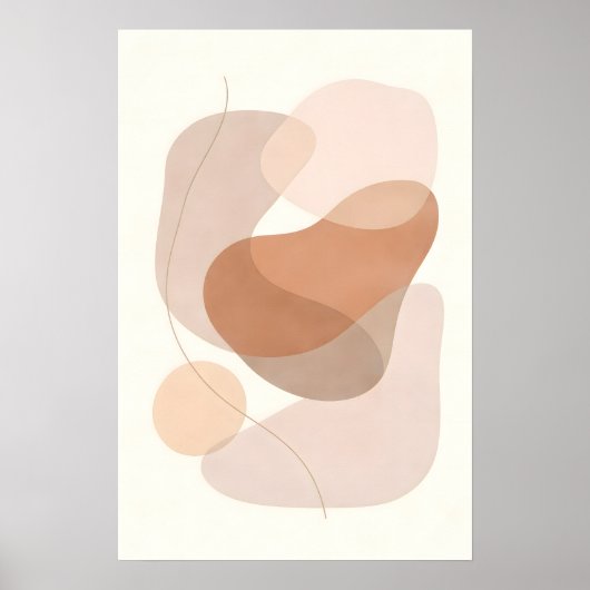 Minimal Boho Modern Neutral Abstract Shapes Poster (Voorkant)