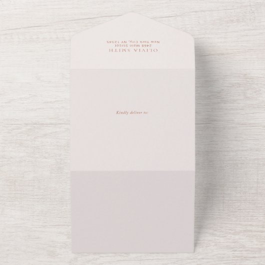 Minimal Boho, Modern, Terracotta, Baby shower All In One Uitnodiging (Buitenkant)