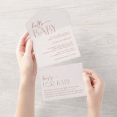 Minimal Boho, Modern, Terracotta, Baby shower All In One Uitnodiging (Afscheurbaar)