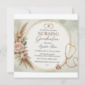 Minimal Boho Nursing Graduation Invitation | Round (Devant)