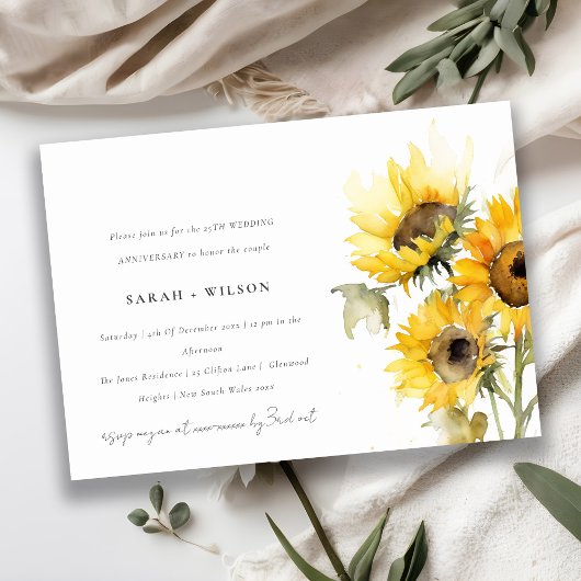 Minimal Boho Rustic Sunflower Huwelijk Jubileum Kaart