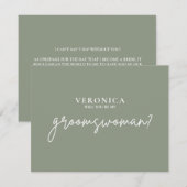 Minimal Boho Sage Green Groomswoman Proposal Kaart (Voorkant / Achterkant)