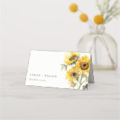 Minimal Boho Waterverf Zonnebloem Rustiek Huwelijk (Voorkant)